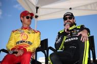 Ryan Blaney (R) and Joey Logano during the NASCAR Championship 4 Media Day. Source: Getty